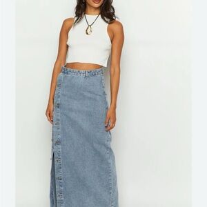 Chic Blue Denim Button-Down Maxi Skirt